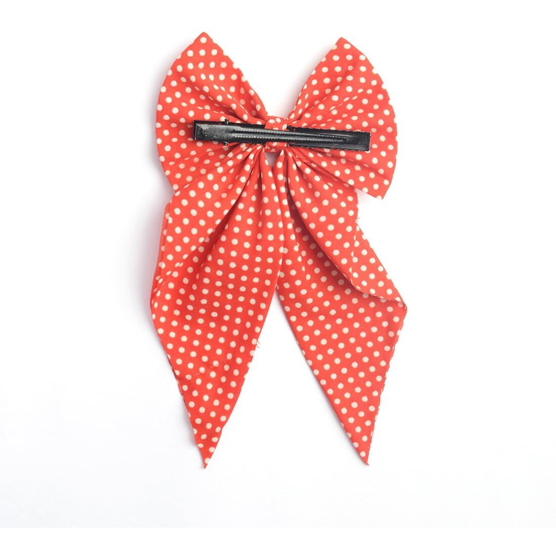 Radhu & Kabby Hair Bow for Women/Girls | Polka Print Hair Bow Clip | Hair Accessories | Fancy & Stylish | Anti-Hair Breakage Hairclips for all Occasions | 1 Pcs | Red Colour