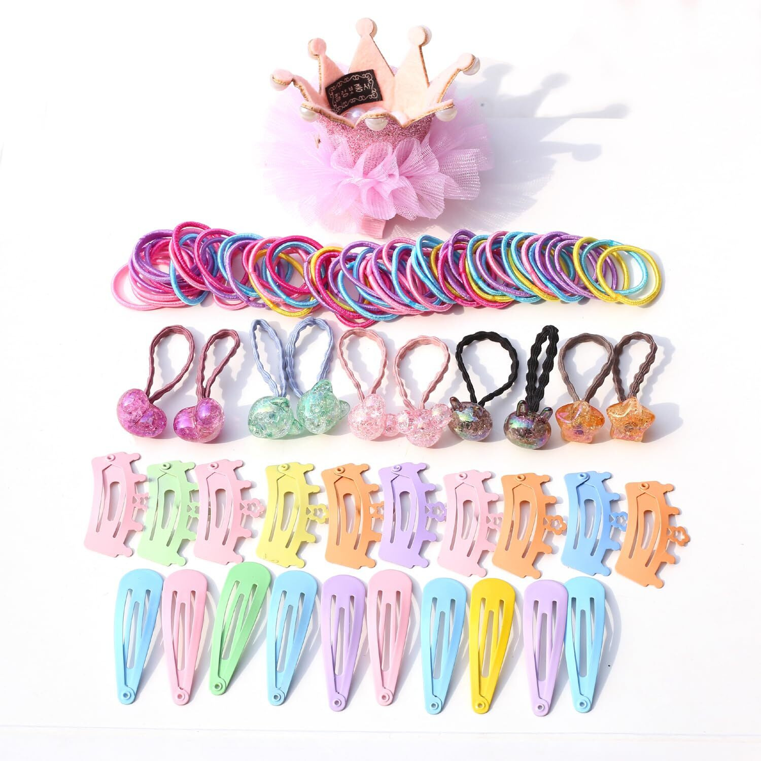 Shining Diva Fashion 131 Pcs Princess Crown Hairband Hair Clips Claw Ties Bands Hair Accessories Kit with Box for Girls Kids Baby Toddlers (14897zb)