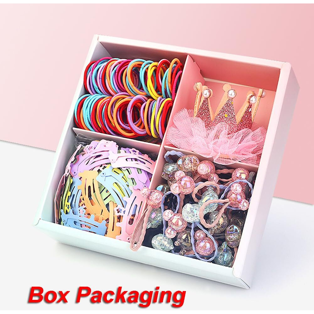 Shining Diva Fashion 131 Pcs Princess Crown Hairband Hair Clips Claw Ties Bands Hair Accessories Kit with Box for Girls Kids Baby Toddlers (14897zb)