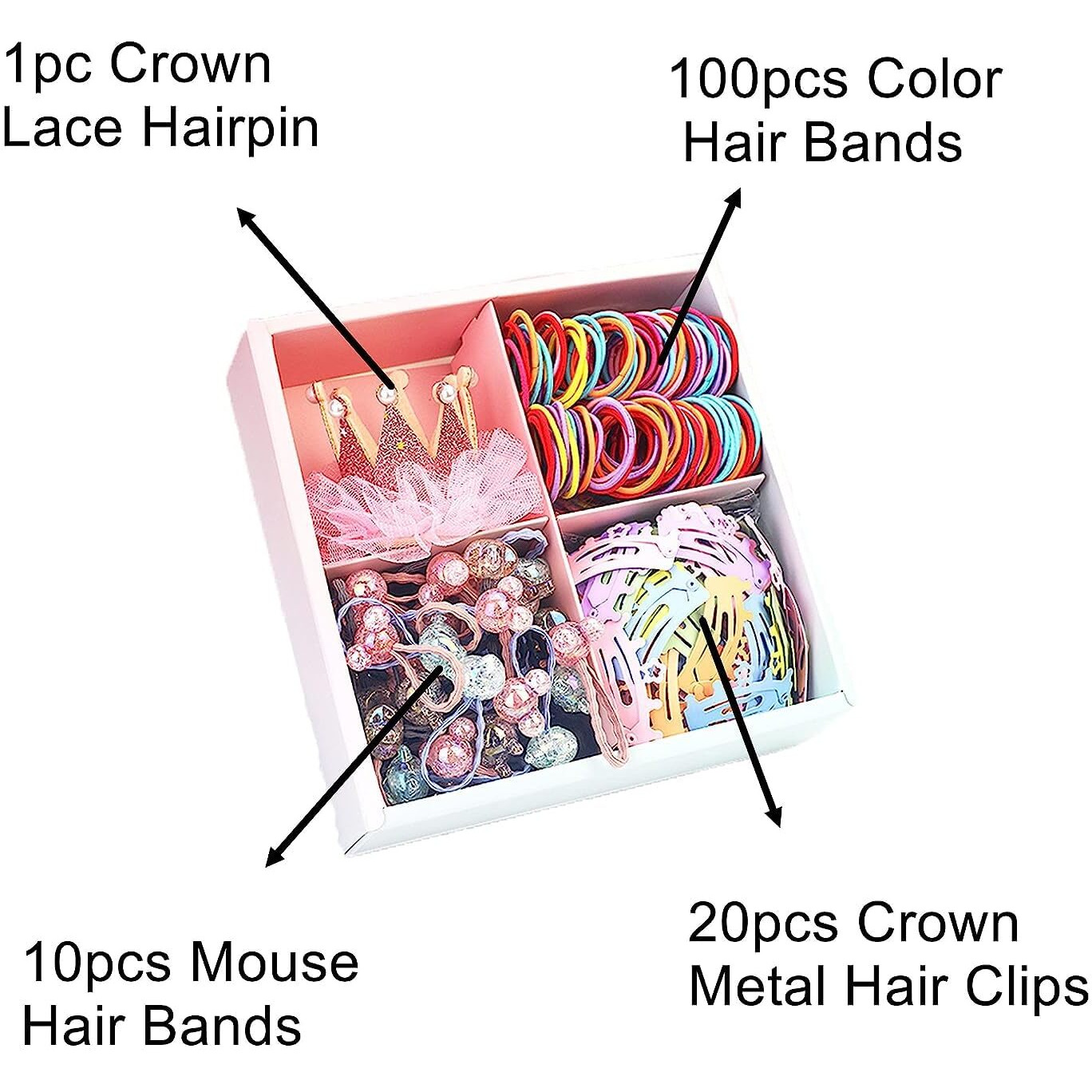 Shining Diva Fashion 131 Pcs Princess Crown Hairband Hair Clips Claw Ties Bands Hair Accessories Kit with Box for Girls Kids Baby Toddlers (14897zb)
