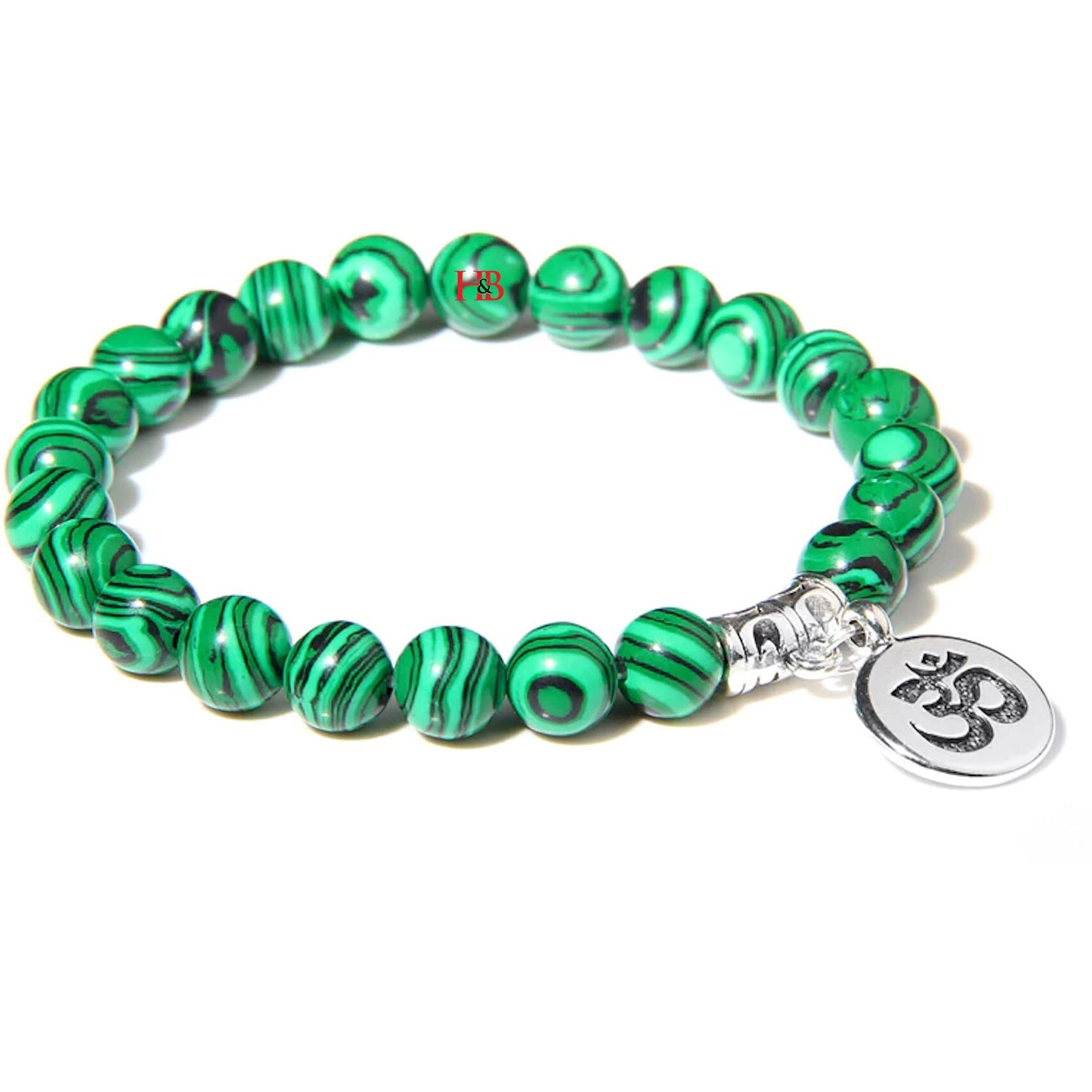 Hot And Bold Sacred Aum/Om Natural Stone Healing Bracelet Handcrafted Elegance With Certificate Of Authenticity For Unisex Adult