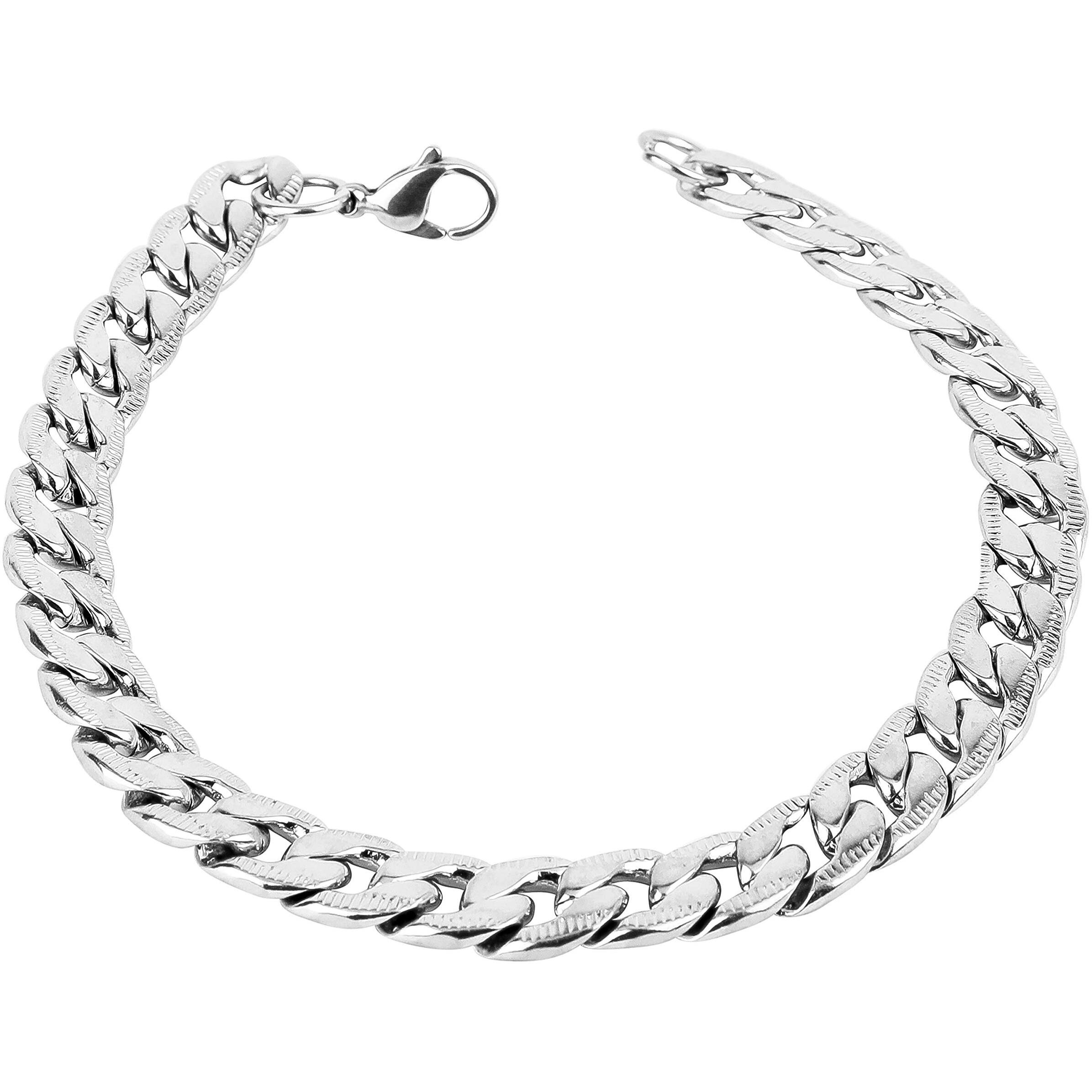 Fashion Frill Exclusive Silver Necklace Chain Bracelet Silver Plated Stainless Steel Chain Style Silver Bracelet For Men Boys Mens Bracelets 8.5 Inches (Contemporary)