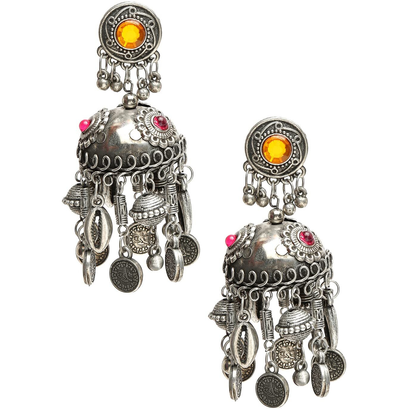 YouBella Jewellery Celebrity Inspired Oxidised Silver Big Size Jhumki Earrings for Girls and Women (Style 1)