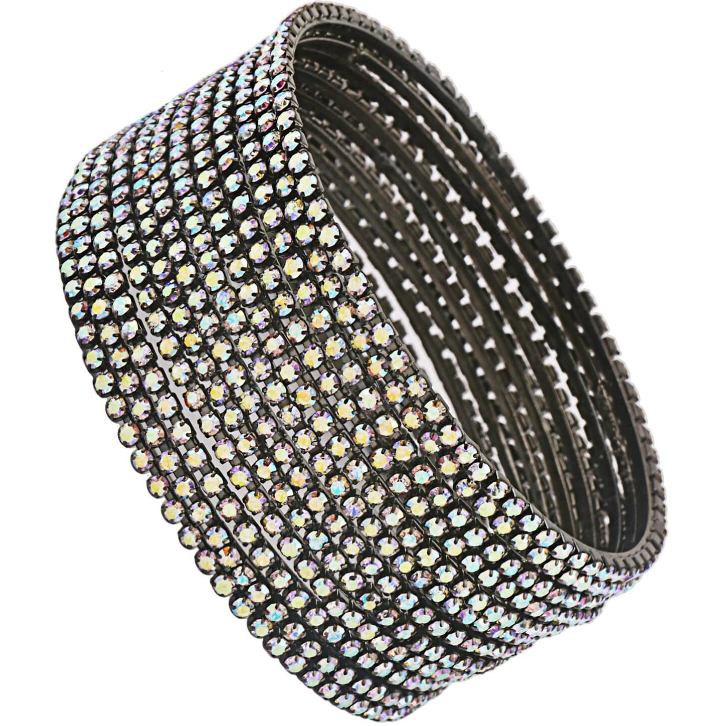 Shining Diva Fashion Set Of 12 Latest Traditional Design Bangle for Women (15608b_2.4) (Rainbow Grey)