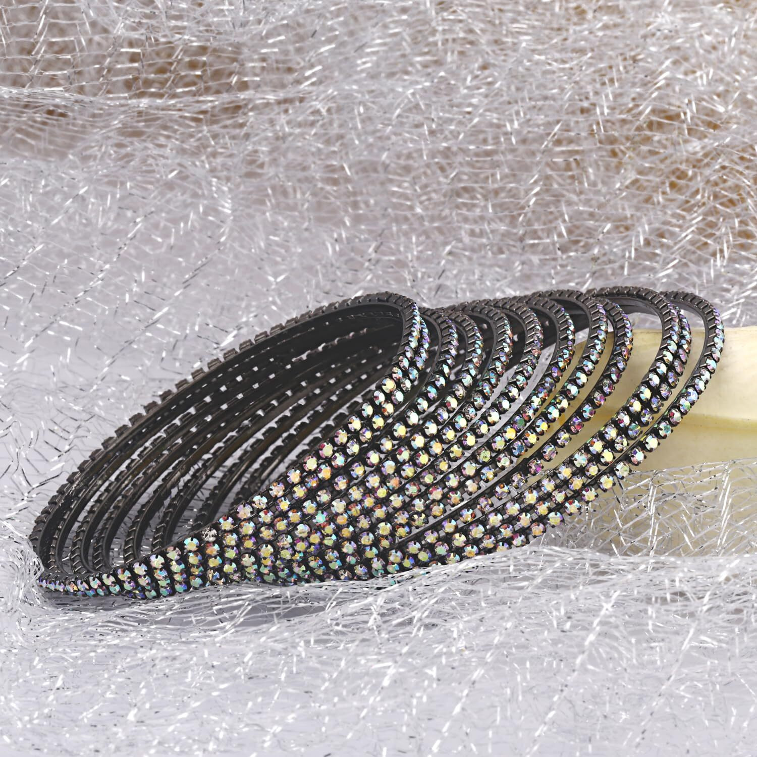 Shining Diva Fashion Set Of 12 Latest Traditional Design Bangle for Women (15608b_2.4) (Rainbow Grey)