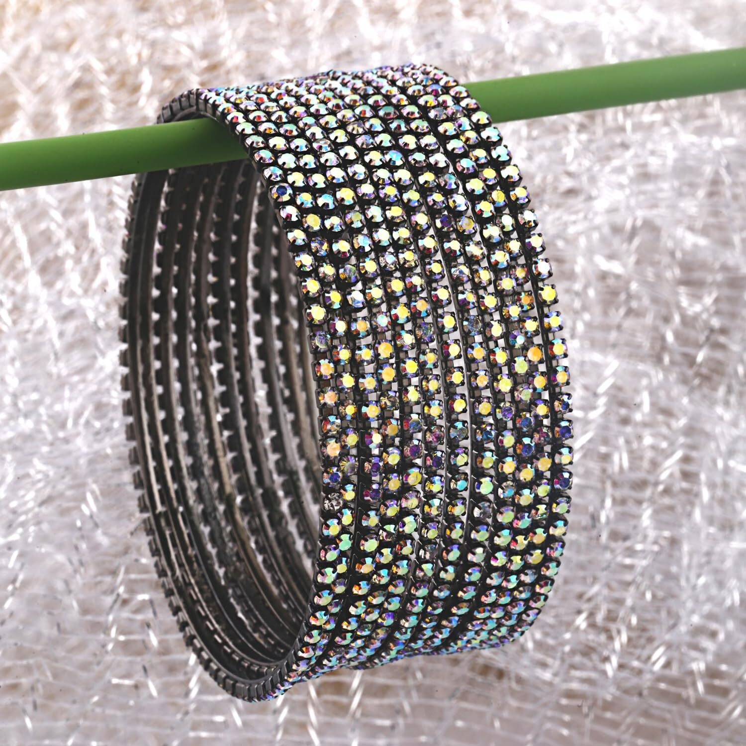 Shining Diva Fashion Set Of 12 Latest Traditional Design Bangle for Women (15608b_2.4) (Rainbow Grey)