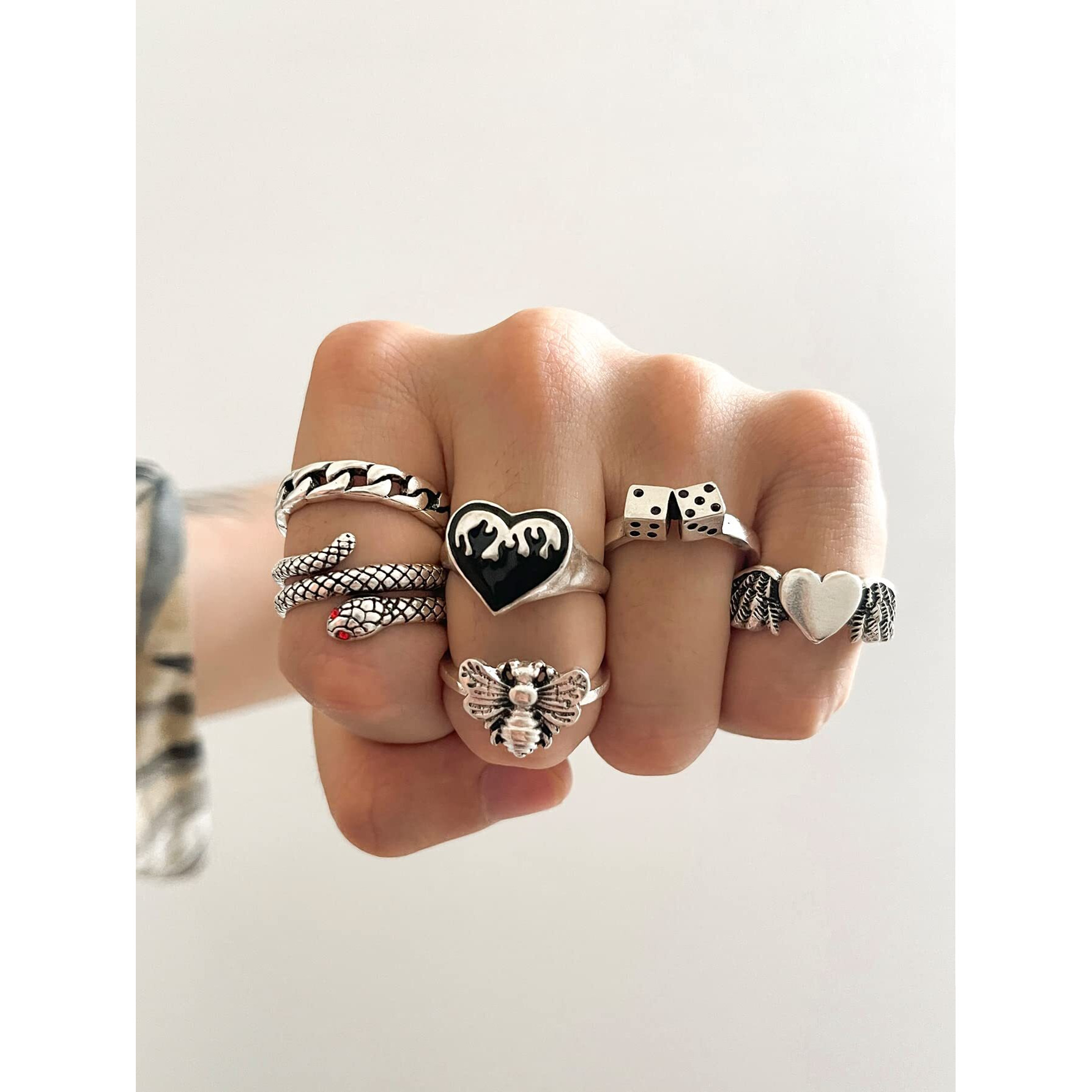 Shining Diva Fashion Latest Stylish Metal Boho Midi Finger Rings for Women and Girls - Set of 6 (rrsd14195r), Silver