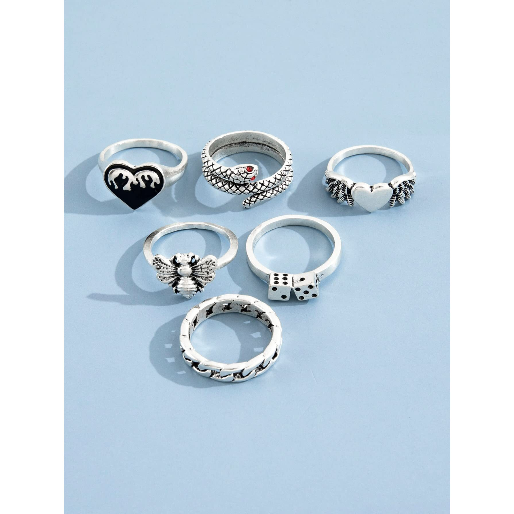 Shining Diva Fashion Latest Stylish Metal Boho Midi Finger Rings for Women and Girls - Set of 6 (rrsd14195r), Silver