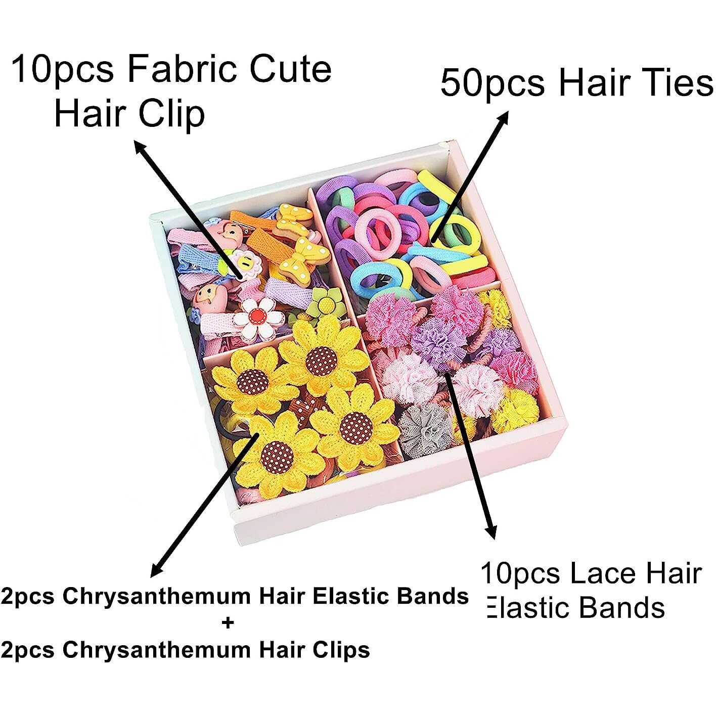 Shining Diva Fashion 74 Pcs Spring Flowers Hair Clips Ties Bands Hairband Hair Accessories Kit with Box for Girls Kids Baby Toddlers (14896zb)