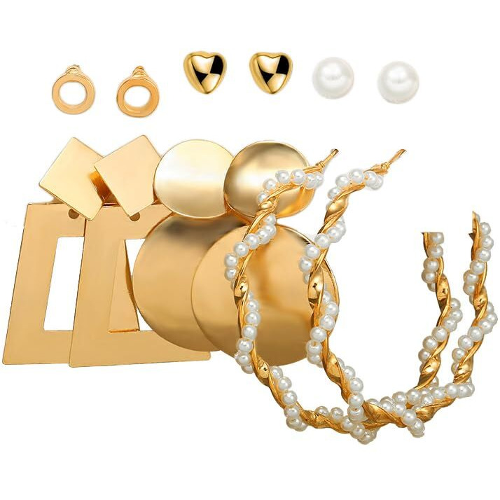 Shining Diva Fashion 6 Pairs Combo Set Latest Stylish Stud Earrings for Women and Girls (D12783er)