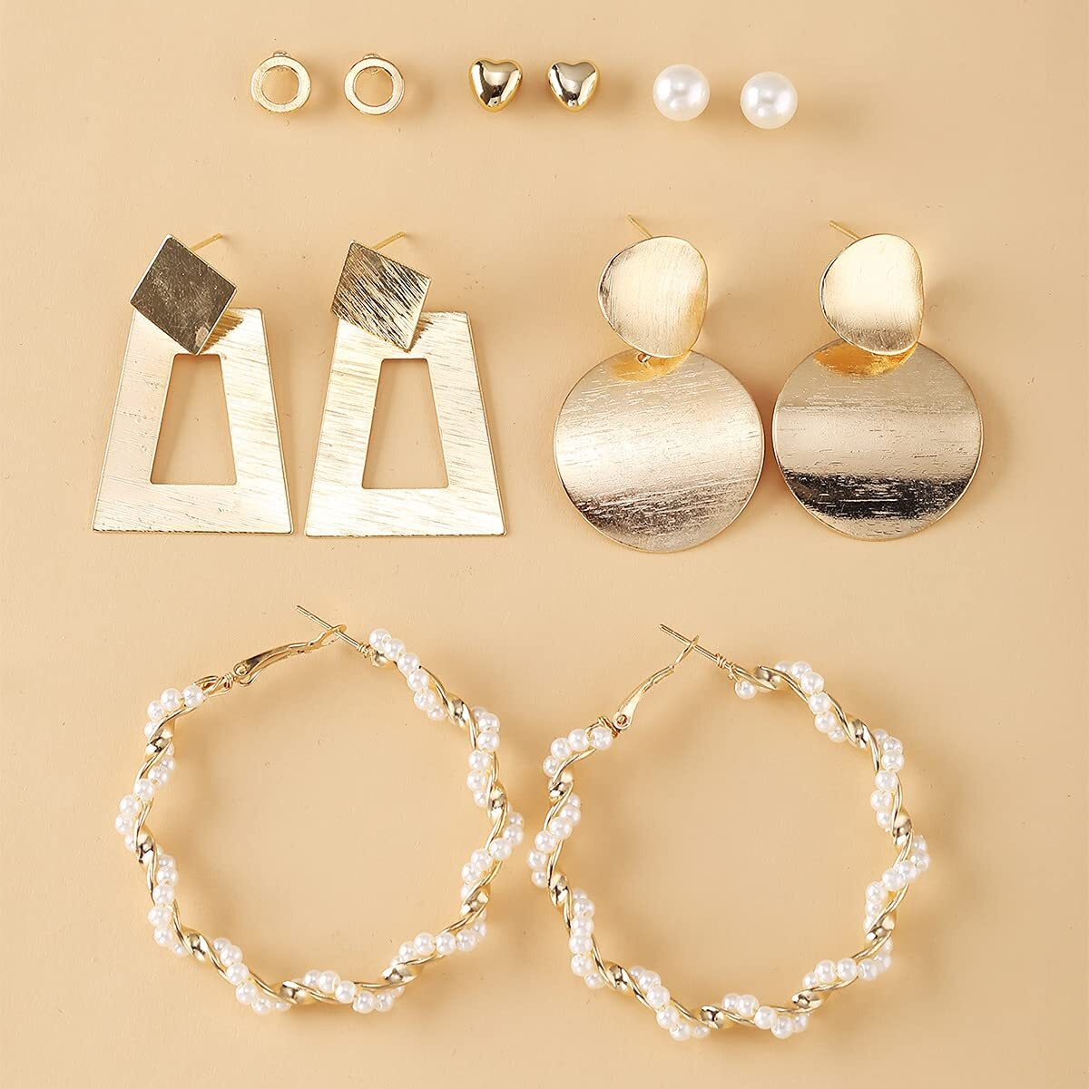 Shining Diva Fashion 6 Pairs Combo Set Latest Stylish Stud Earrings for Women and Girls (D12783er)