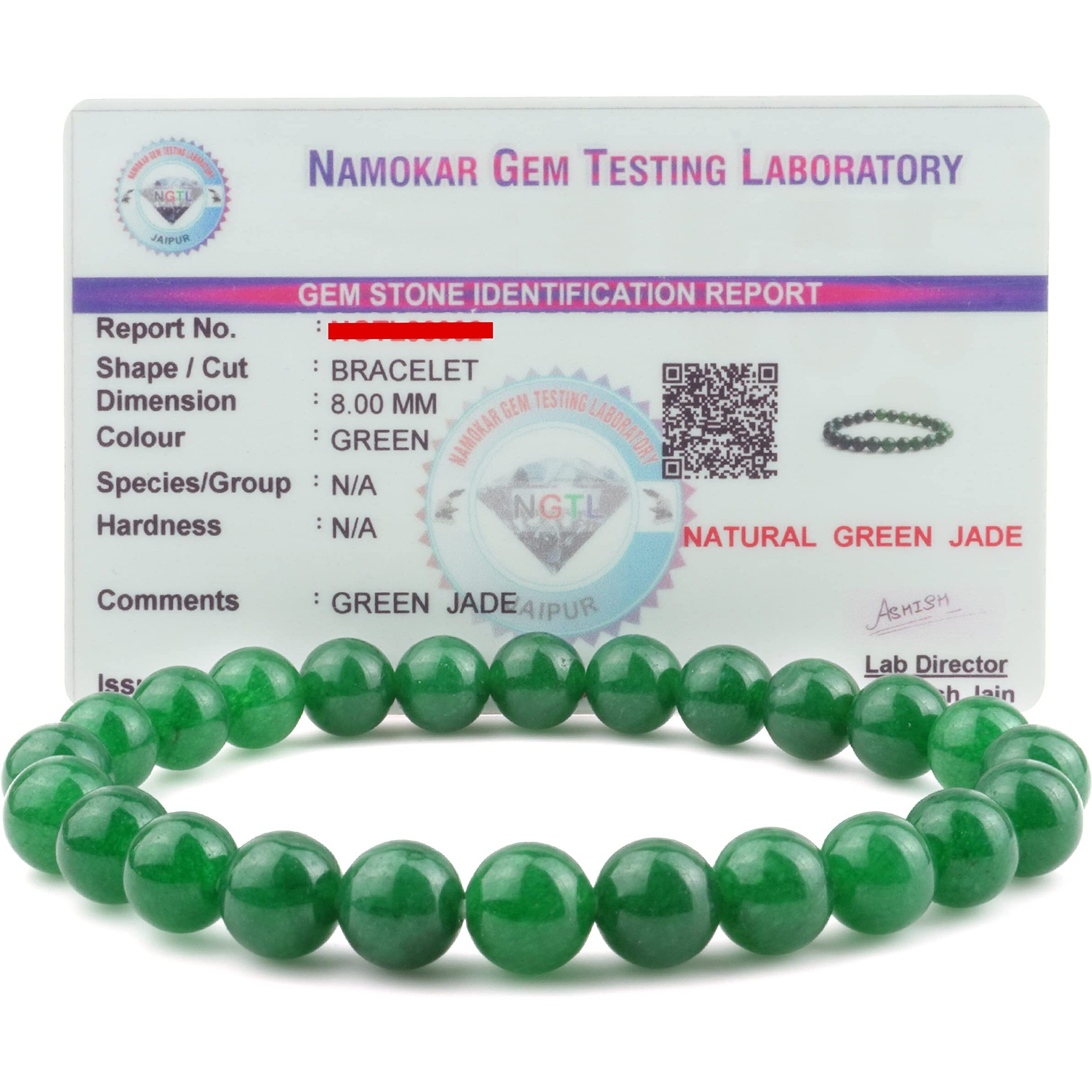 REMEDYWALA Charged Energized Certified Green Jade Bracelet For Reiki, Balance Chakra, Positive Energy, Healing | Green Jade Bracelet 8 mm | 8mm Bracelet for Men and Women