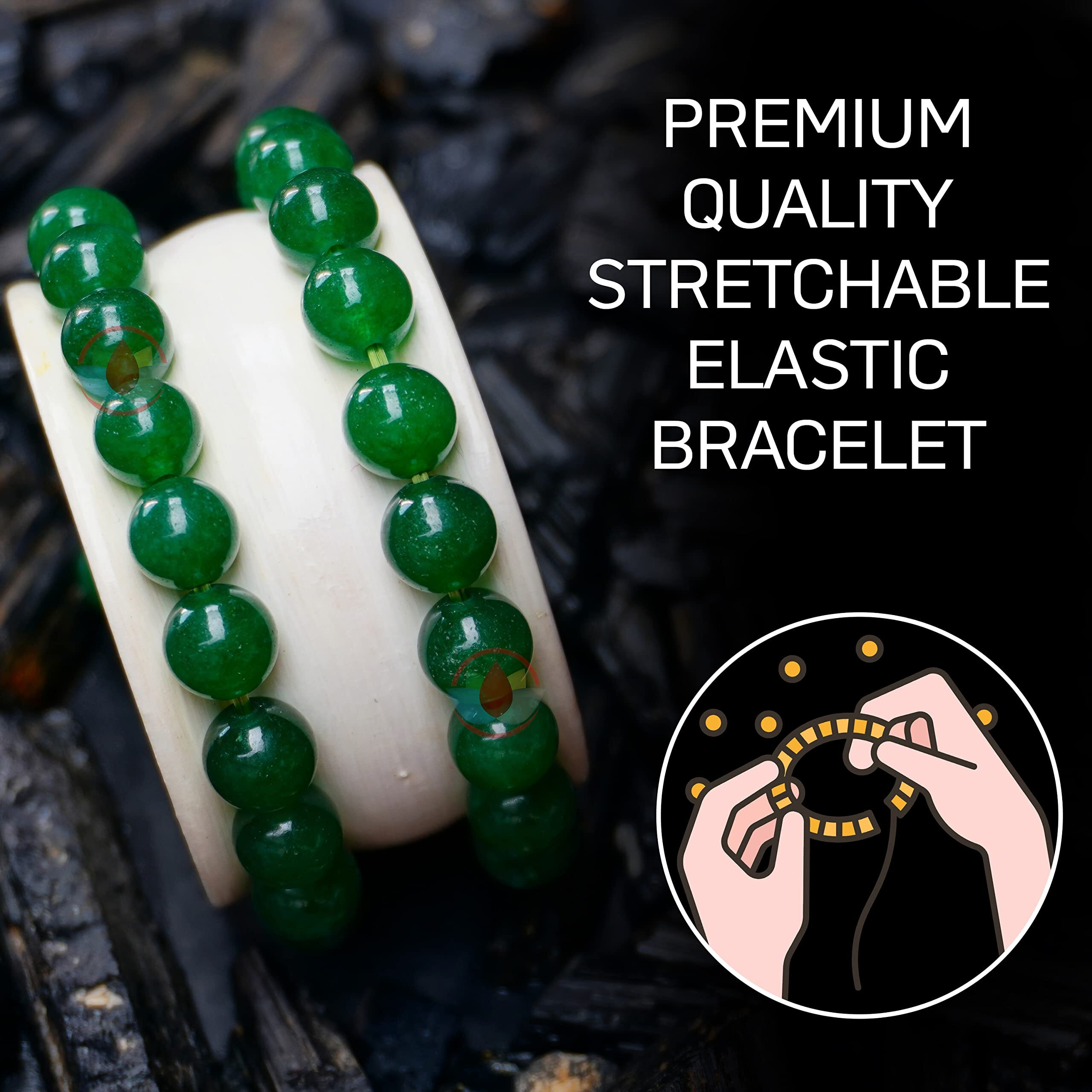 REMEDYWALA Charged Energized Certified Green Jade Bracelet For Reiki, Balance Chakra, Positive Energy, Healing | Green Jade Bracelet 8 mm | 8mm Bracelet for Men and Women