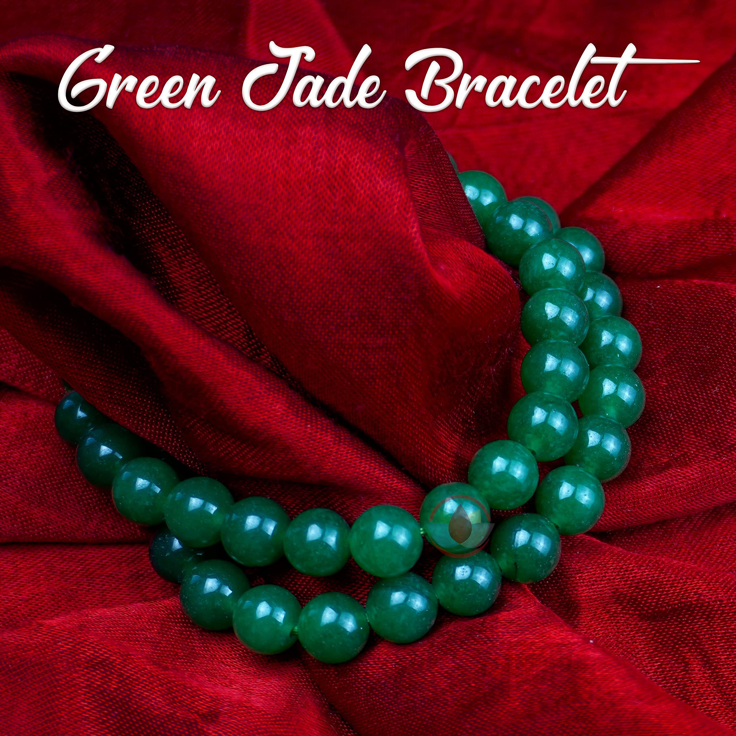 REMEDYWALA Charged Energized Certified Green Jade Bracelet For Reiki, Balance Chakra, Positive Energy, Healing | Green Jade Bracelet 8 mm | 8mm Bracelet for Men and Women