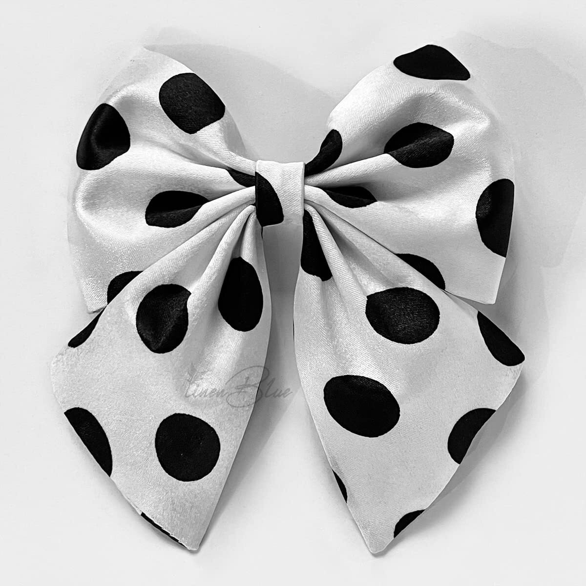 Linenblue Hair Sailor Bow Clip For Women & Girls (White Polka Sailor Bow) (Pack Of 1)