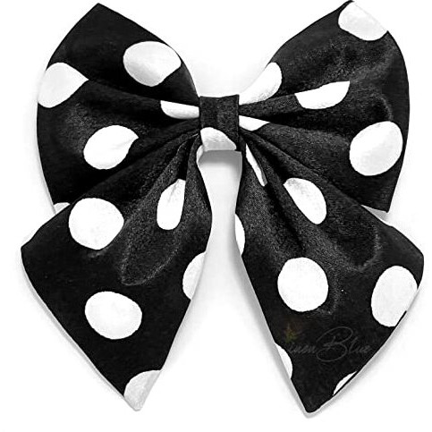 Linenblue Hair Sailor Bow Clip For Women & Girls (Black Polka Sailor Bow) (Pack Of 1)