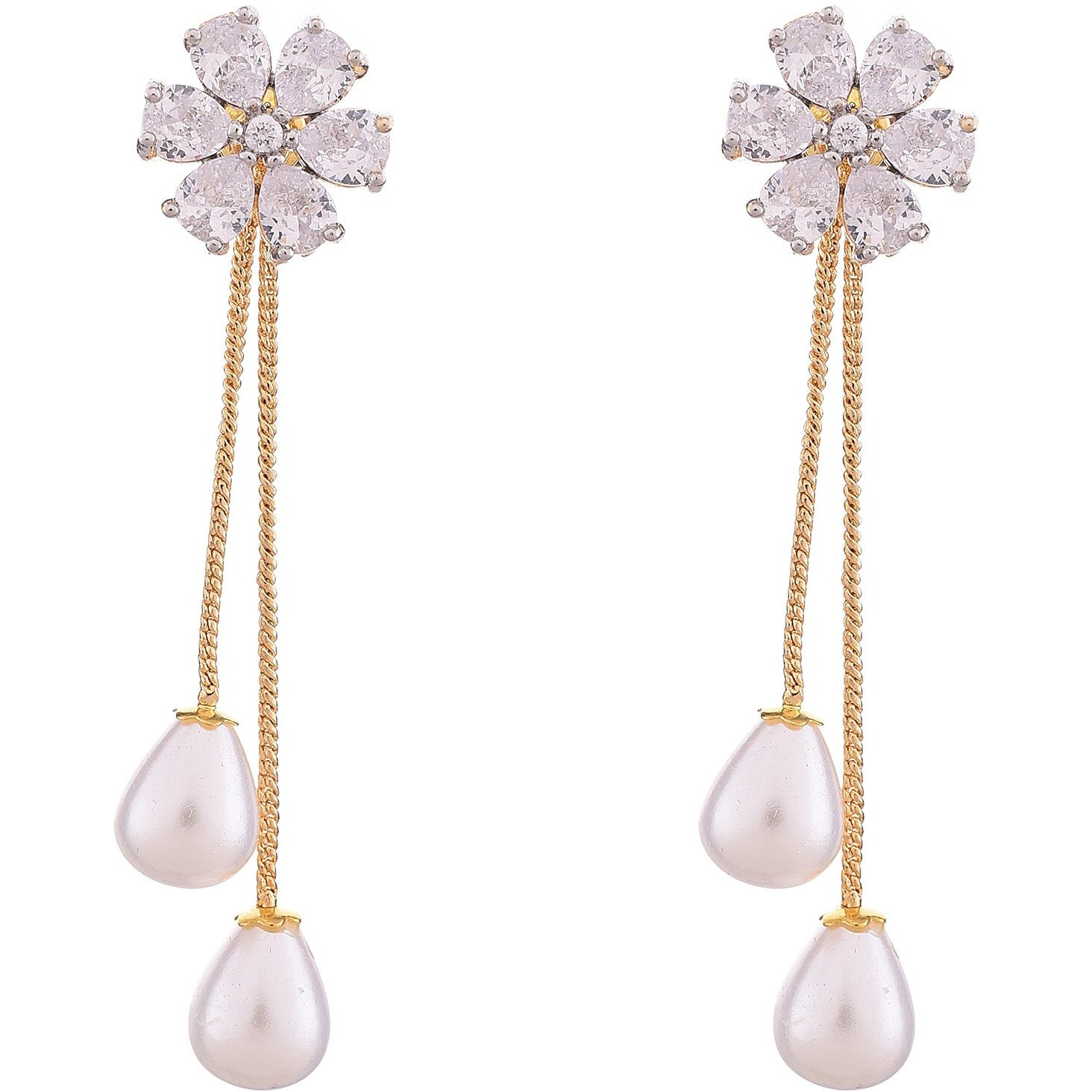 Ratnavali Jewels Fashion Jewellery Gold Plated Removable Pearl Dangle & Drop Earrings Tops Women/Girls