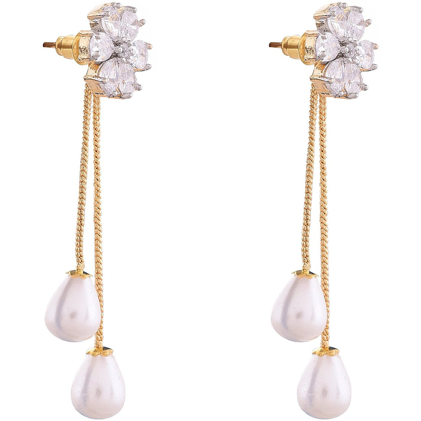 Ratnavali Jewels Fashion Jewellery Gold Plated Removable Pearl Dangle & Drop Earrings Tops Women/Girls
