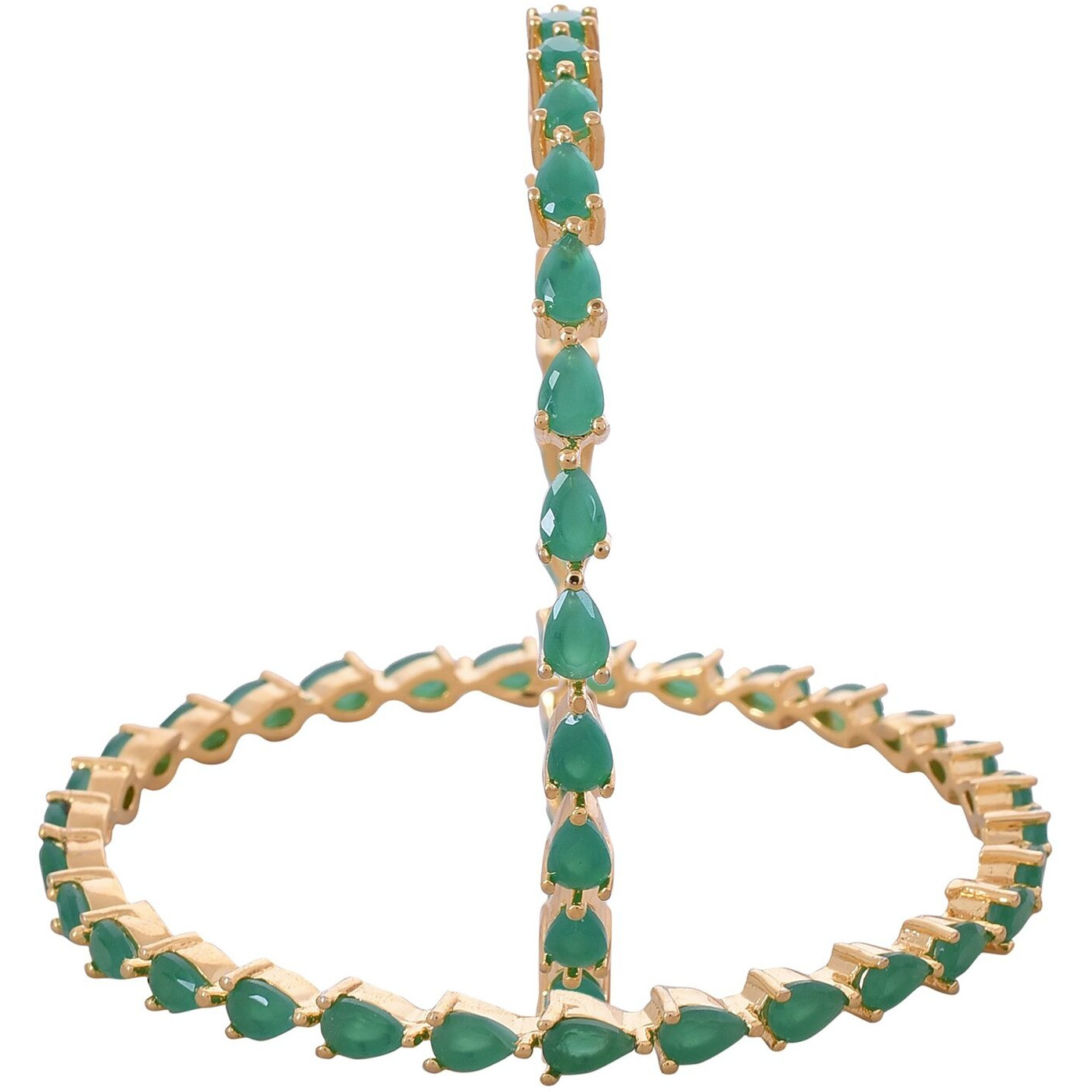 Ratnavali Jewels American Diamond Studded Gold Plated Traditional Emerald Green Pear Shape CZ/Diamond Bangles for Women/Girls RV2648G (2.4)
