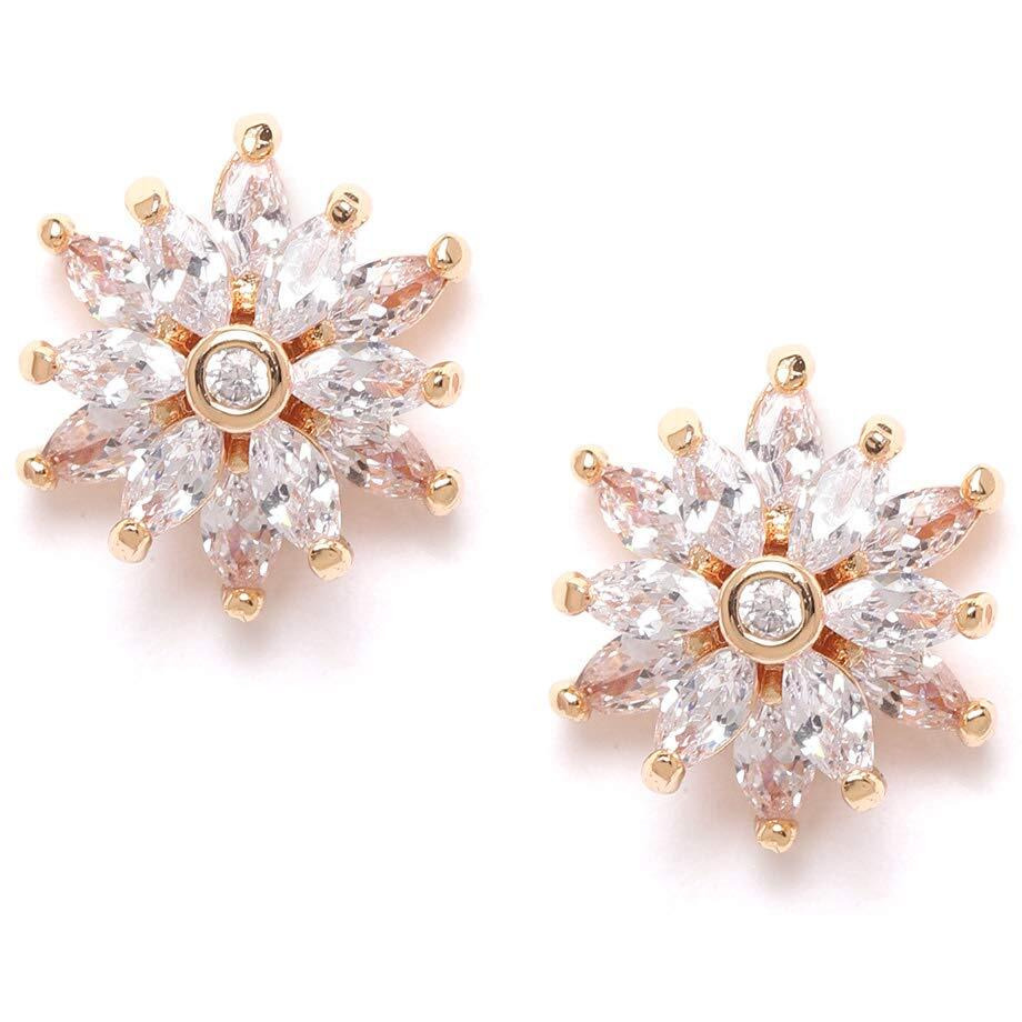 Zaveri Pearls Sparkling Cubic Zirconia & Pearl Stud Earring For Women-ZPFK9463