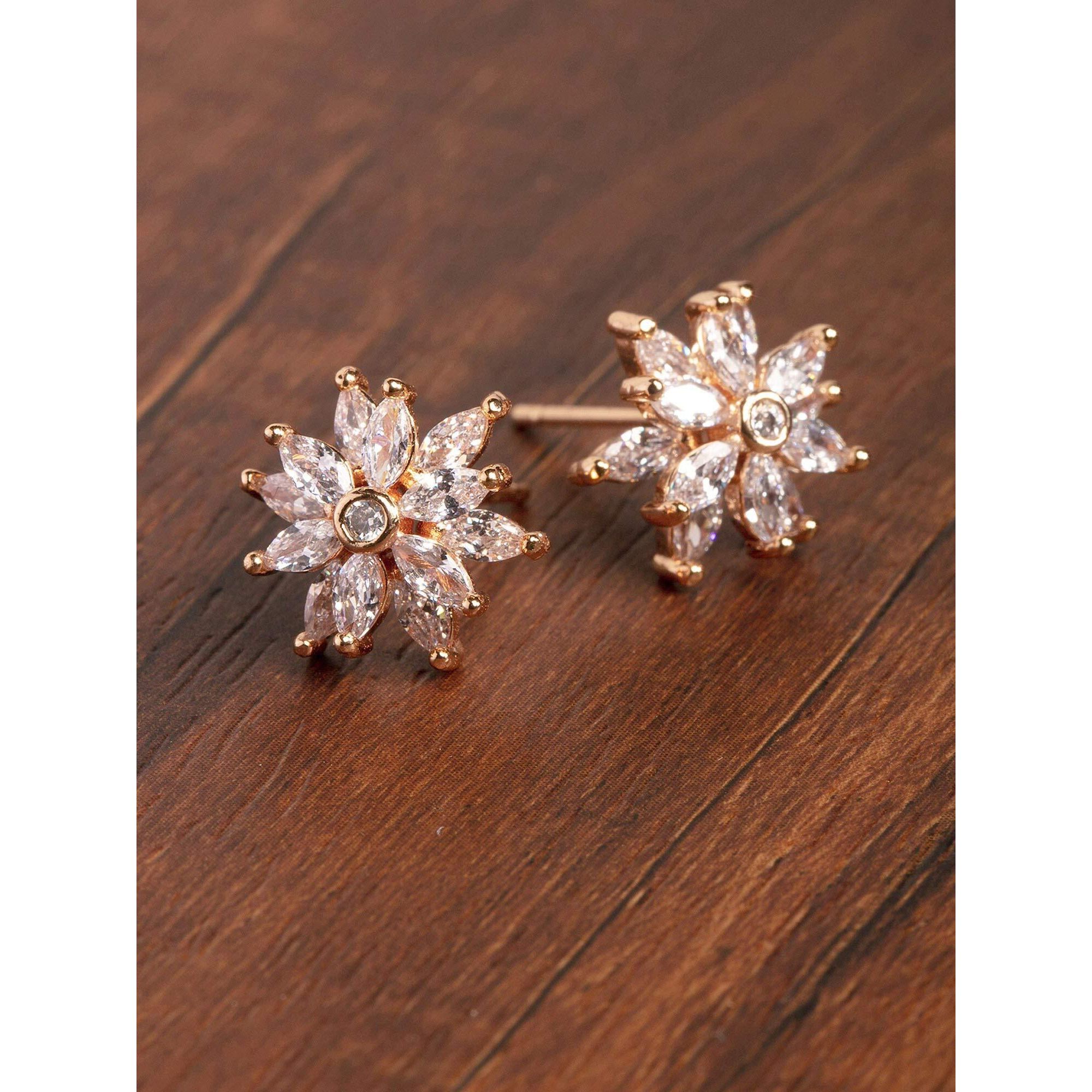 Zaveri Pearls Sparkling Cubic Zirconia & Pearl Stud Earring For Women-ZPFK9463