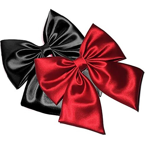 Linenblue Silk Hair Sailor Bow Knot Clip For Women & Girls (Maroon & Black) (Pack Of 2)