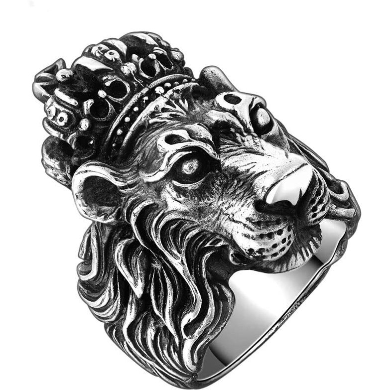 Fashion Frill Charming King Lion Silver Plated Stylish Silver Ring For Men Boys Ring Band Rings Stainless Steel Chain Rings for Men | Accessories Jewellery for Men | Birthday Gift