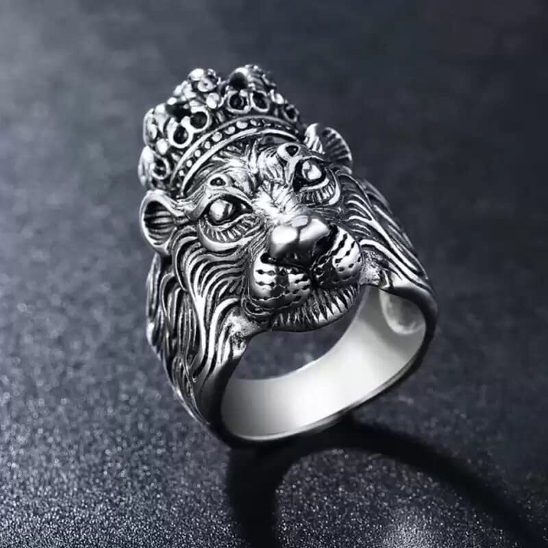 Fashion Frill Charming King Lion Silver Plated Stylish Silver Ring For Men Boys Ring Band Rings Stainless Steel Chain Rings for Men | Accessories Jewellery for Men | Birthday Gift