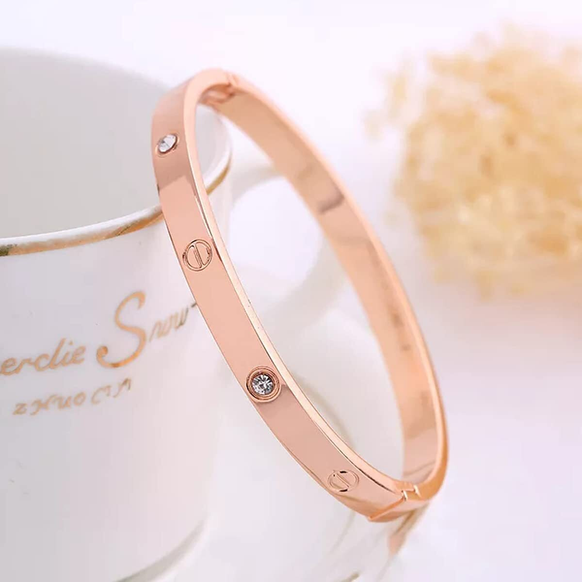 Jewels Galaxy Jewellery For Women Astonishing Rose Gold Plated Love AD Bracelet (CT-BNG-49139)
