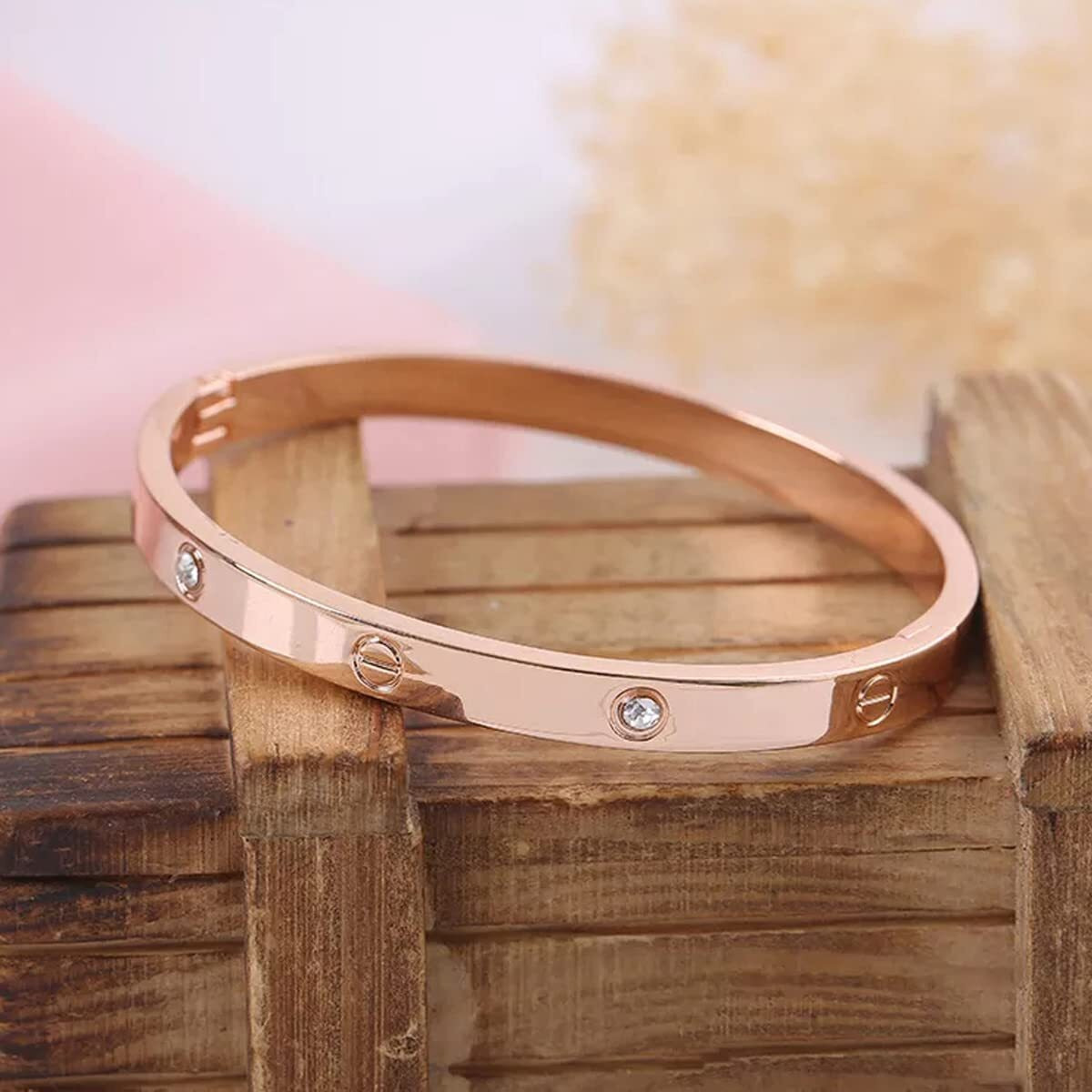 Jewels Galaxy Jewellery For Women Astonishing Rose Gold Plated Love AD Bracelet (CT-BNG-49139)