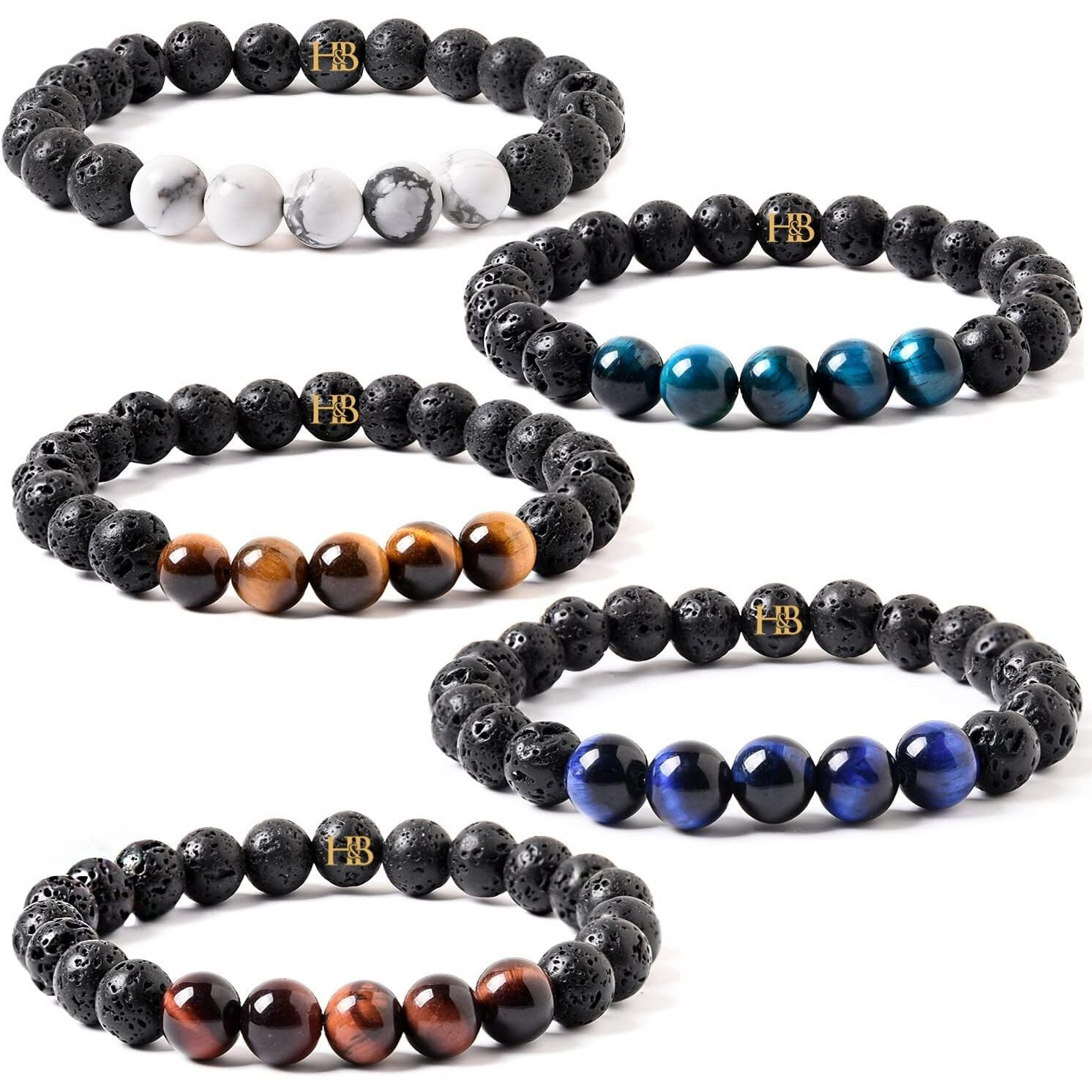 Hot And Bold Natural Gemstone Combo Beads Bracelet Set With Certificate - Stylish, Trendy, Latest Fashion Jewelry For Unisex Adult (Celestial Combo Bracelet)