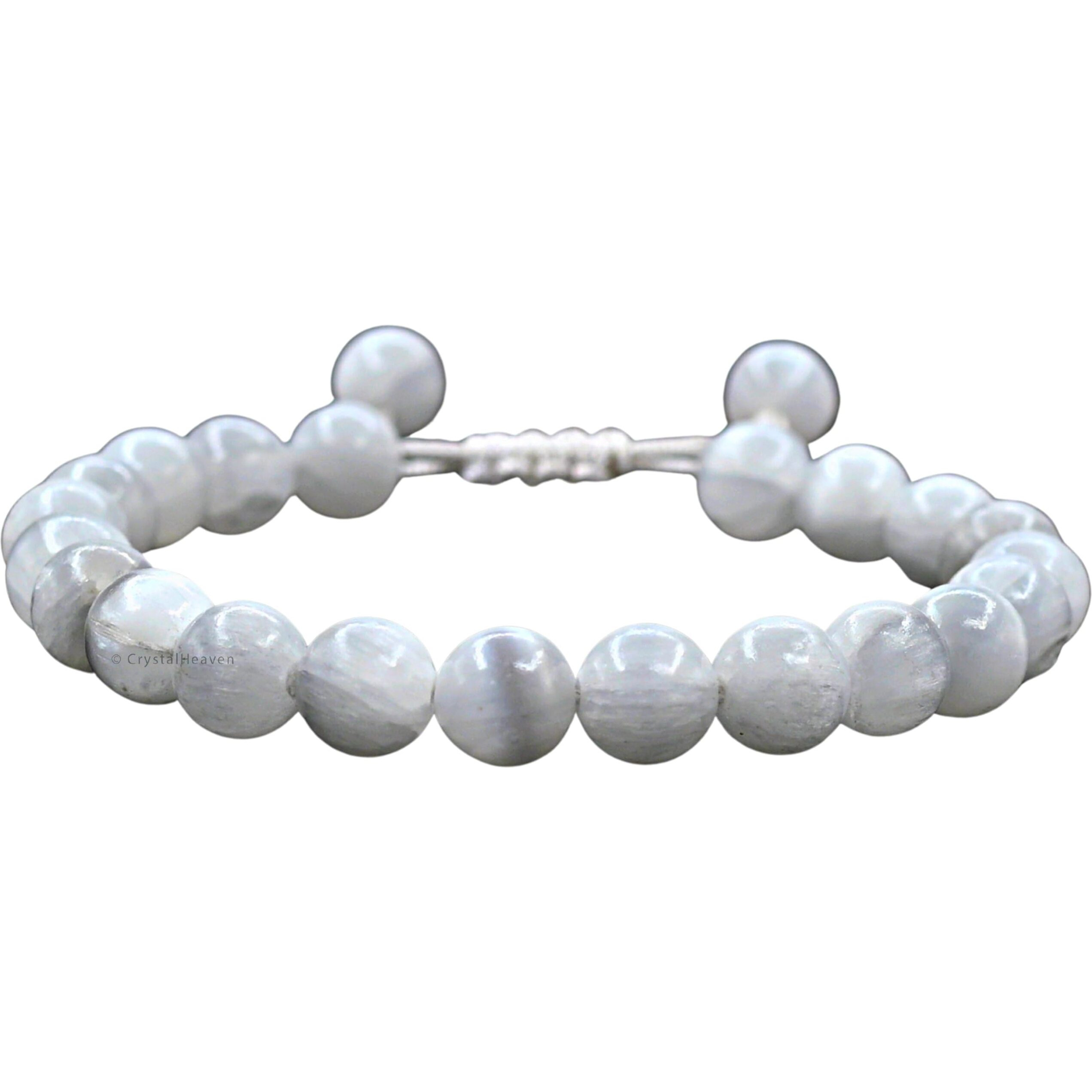 Crystal Heaven Selenite Crystal Bracelet for Women Men Natural Healing - AAA Grade Original Healing Gemstone Adjustable Bracelet for Yoga Reiki Meditation Feng Shui