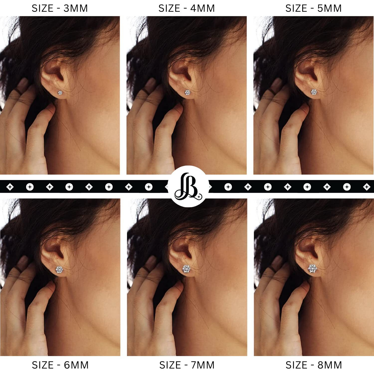 LaBling 925 Sterling Silver Screwback Stud Earrings Round Brilliant Cut Zirconia Tops for Men, Women - Silver 8mm