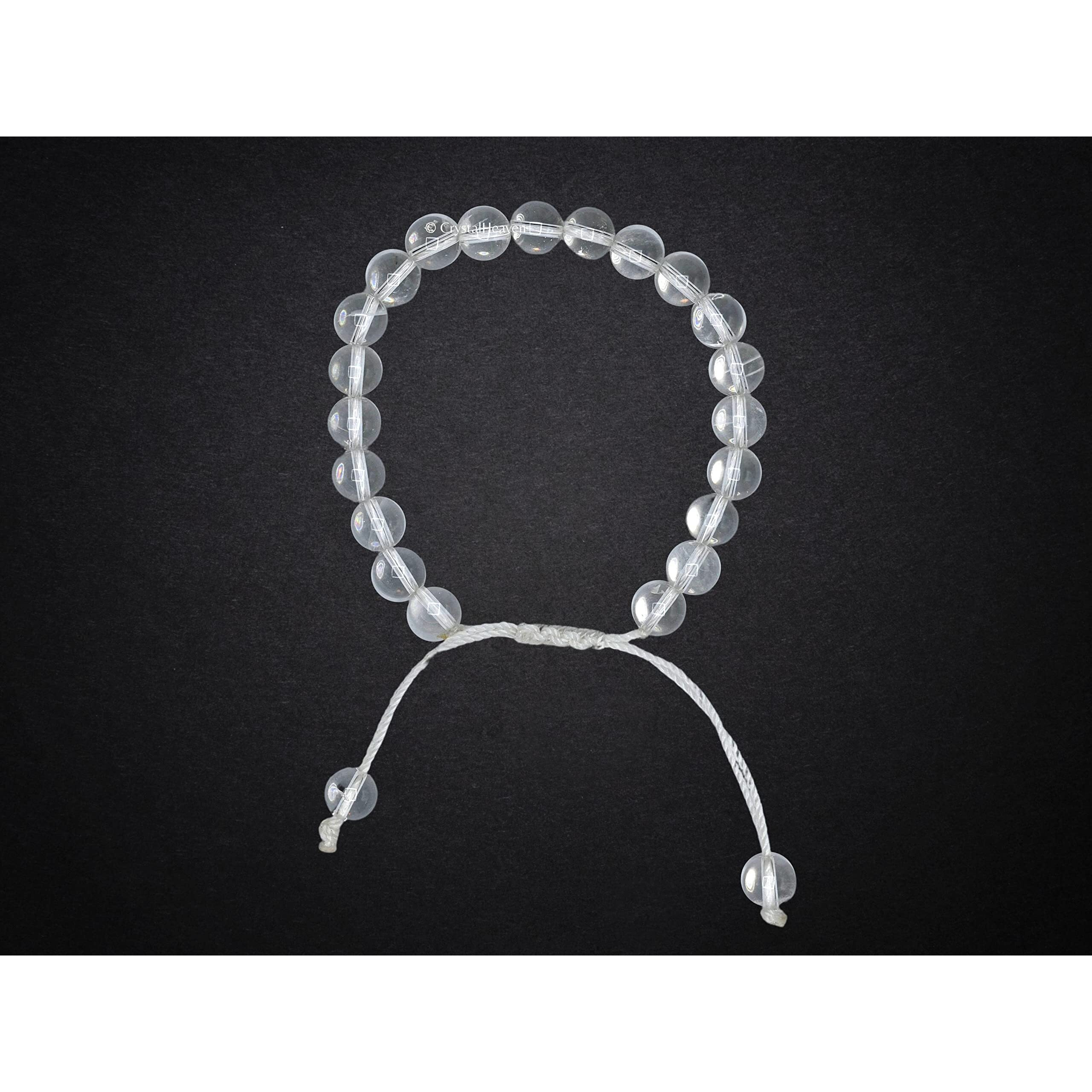 Crystal Heaven Clear Quartz Crystal Bracelet for Women Men Natural Healing - AAA Grade Original Healing Gemstone Adjustable Bracelet for Yoga Reiki Meditation Feng Shui