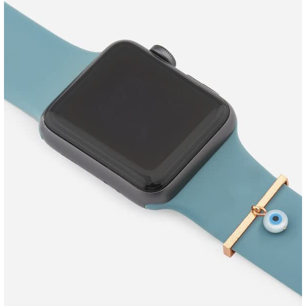 MINUTIAE Evil Eye Round Pendant Decorative Ring Loops Jewellery Accessories Compatible with Smart Watch Silicone Band Strap - Rose Gold | Skin Friendly Brass Alloy | Ideal Gift for Women & Girls