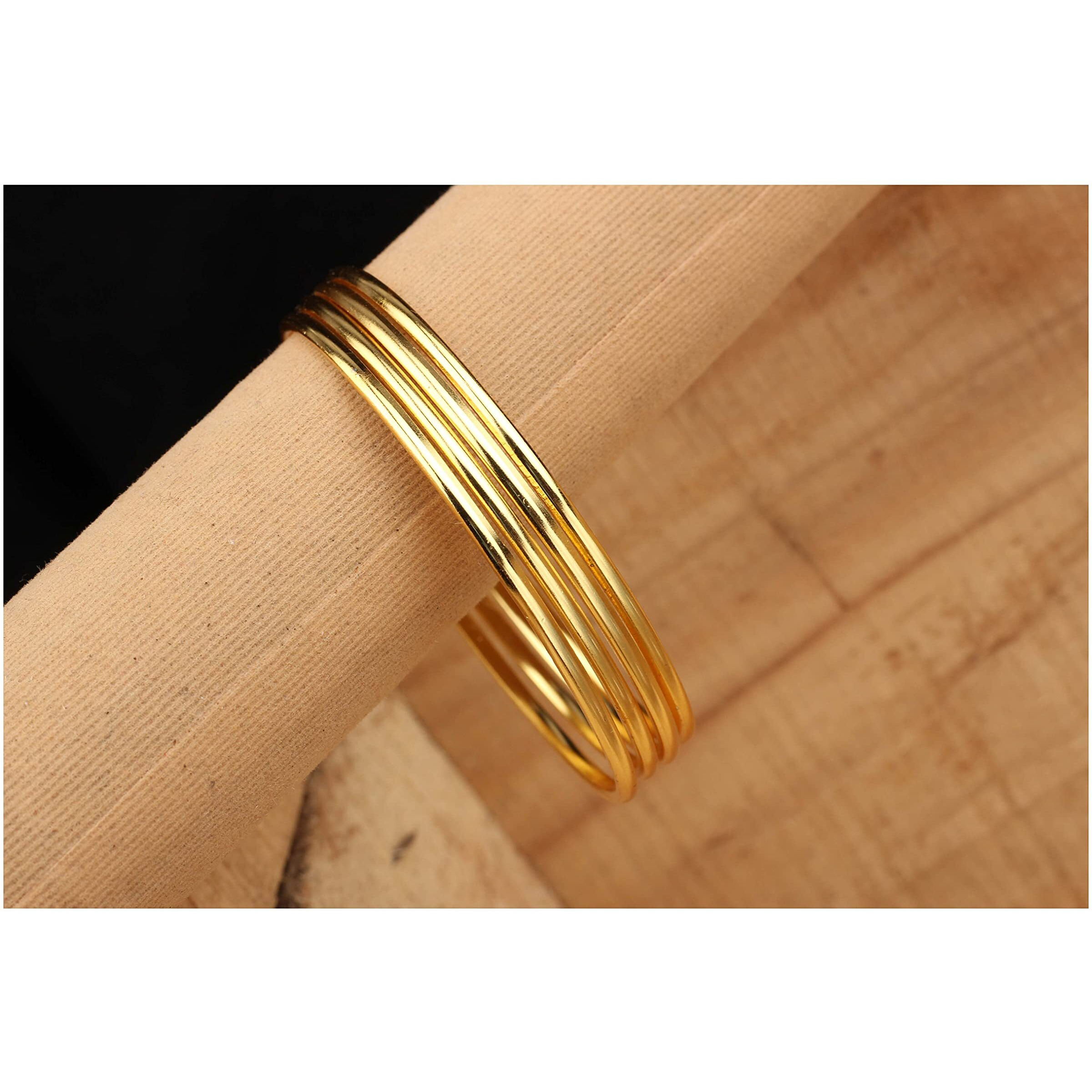 Jfl - Jewellery For Less Traditional Ethnic One Gram Gold Plated Bangle Set For Girls & Women - (Set Of 4)