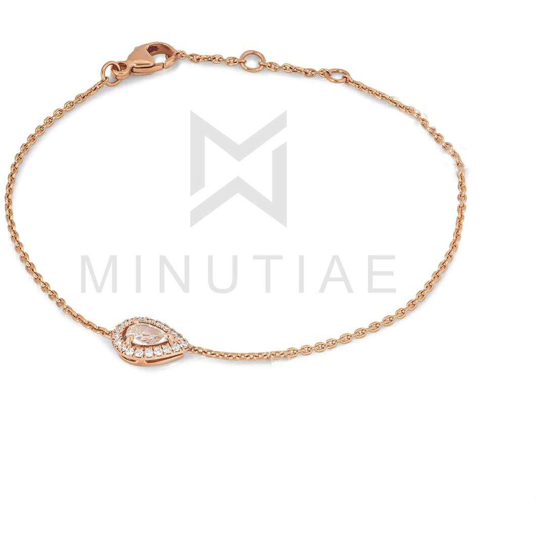 MINUTIAE Rose Gold Plated Pear Shape Crystals Cubic Zirconia Adjustable Bracelet for Women & Girls Jewelry for Gift