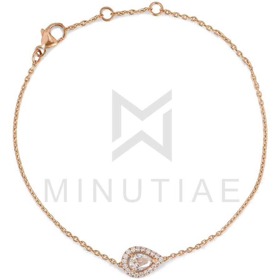 MINUTIAE Rose Gold Plated Pear Shape Crystals Cubic Zirconia Adjustable Bracelet for Women & Girls Jewelry for Gift