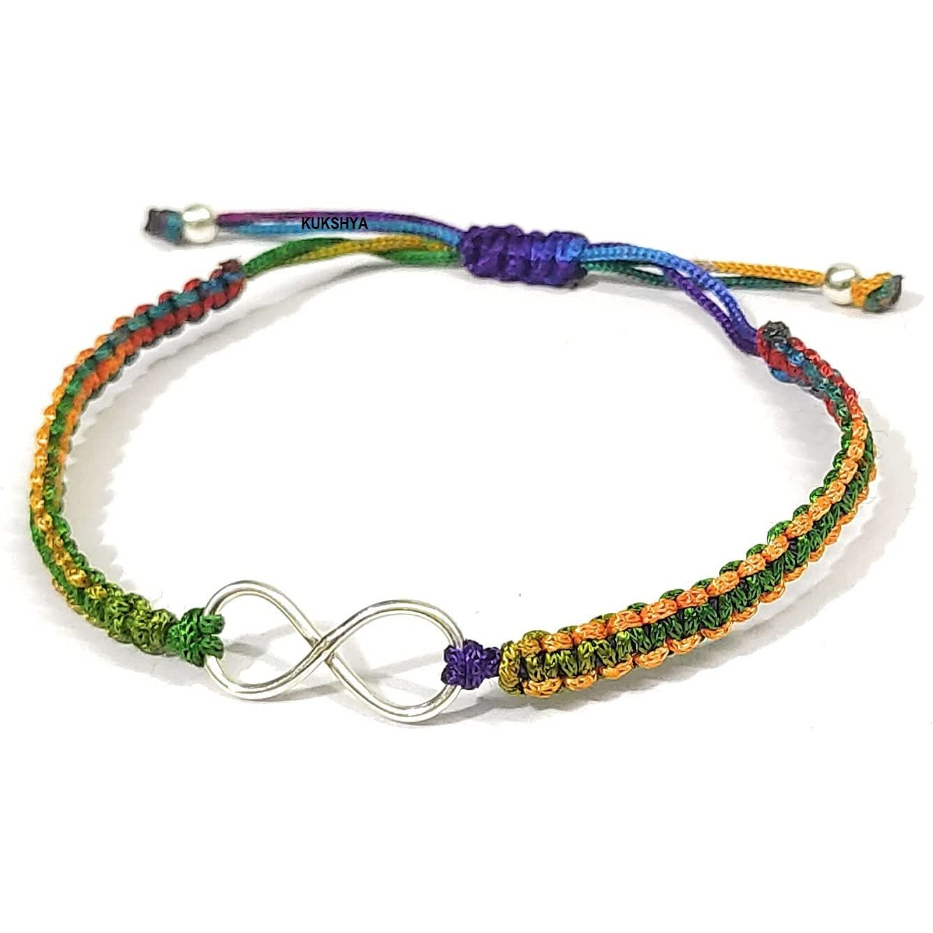 KUKSHYA JEWELLERS Exclusive 925 Sterling Silver INFINITY Charm Bracelet Nazariya For Girls, Men, Boys And Women Adjustable Comfortable Traditiona(GB 071) (MULTICOLOUR)