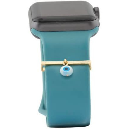 MINUTIAE Evil Eye Round Pendant Decorative Ring Loops Jewellery Accessories Compatible with Smart Watch Silicone Band Strap - Gold | Skin Friendly Brass Alloy | Ideal Gift for Her/Women/Girls