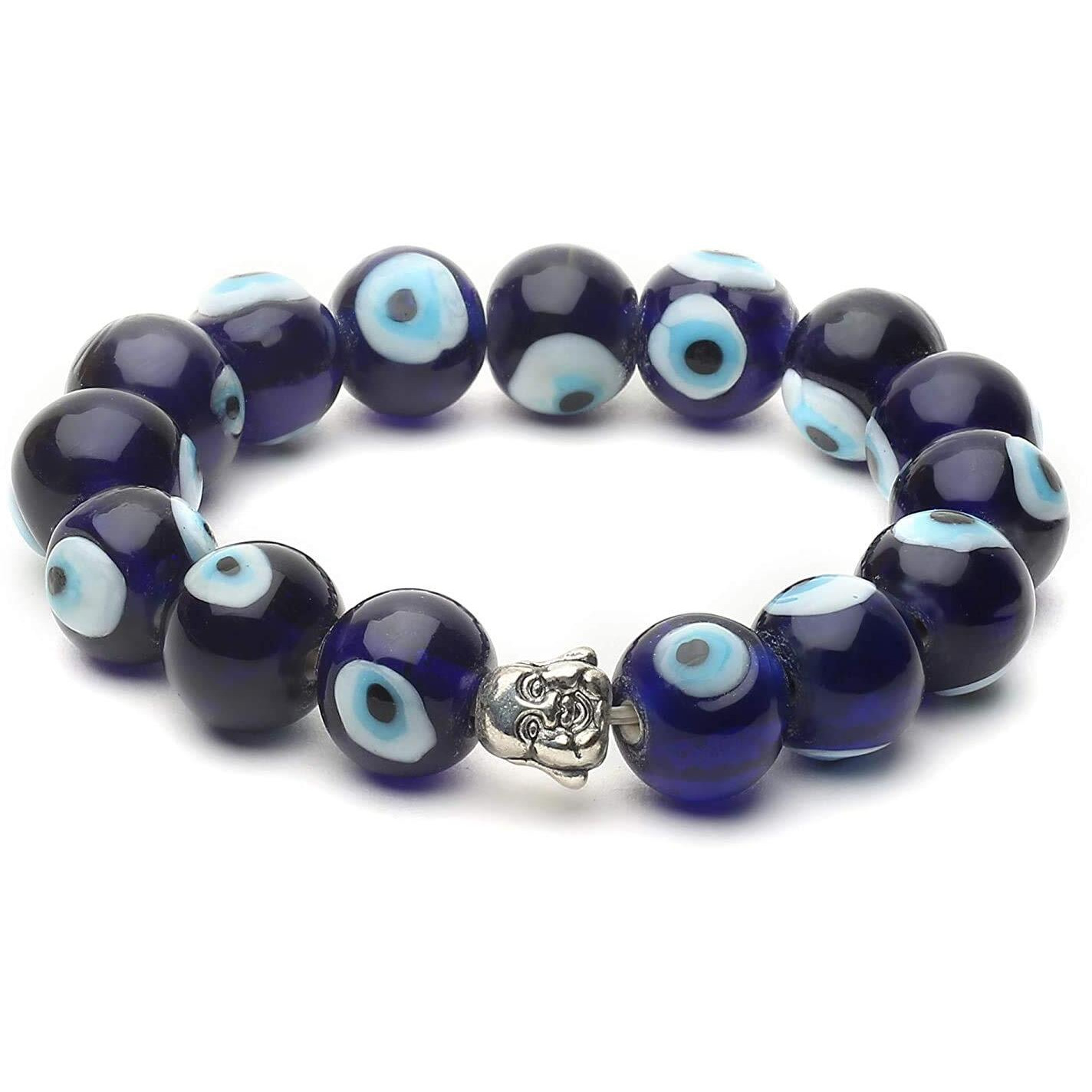 Arihant Gems & Jewels Multicolour Natural Reiki/Yoga Healing Distance Evil Eye Stretchable Charm Gemstone Natural & Certified Astrological Gemstone Positive Effect Bracelet for Men & Women