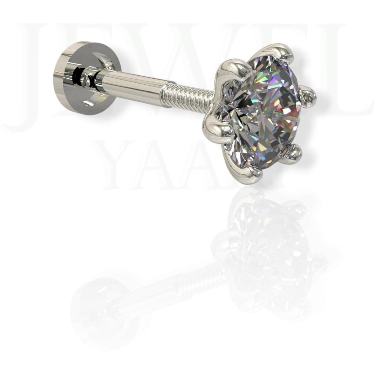 SJ SHUBHAM JEWELLERS 925 Sterling Silver Round Shape Cubic Zirconia 5MM Prong Screw Back Stud for Women Girls