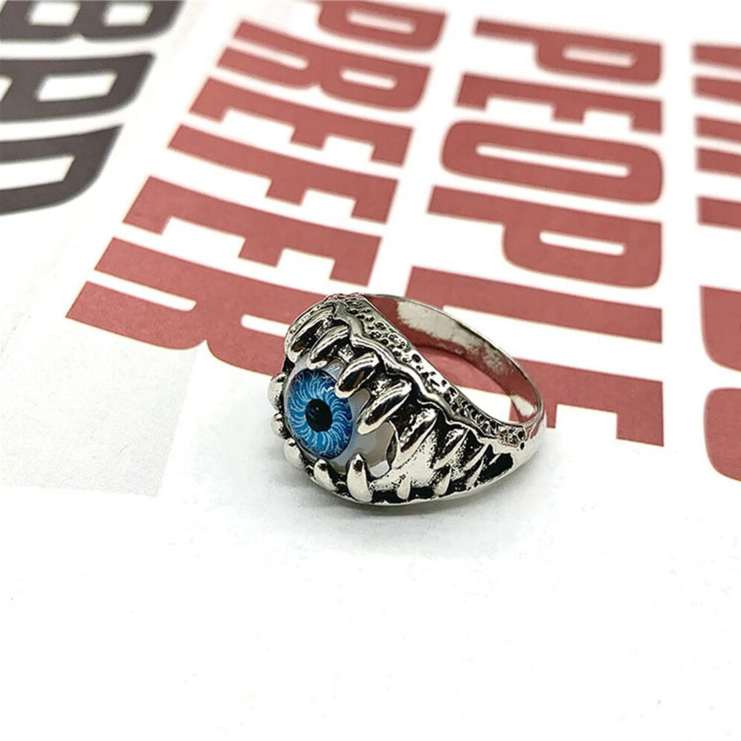 Fashion Frill Mens Jewellery Silver Ring For Boys Stainless Steel Adjustable Finger Rings for Men and Boys Accessories Jewellery for Men | Birthday Gift for Men and Boys(Blue)