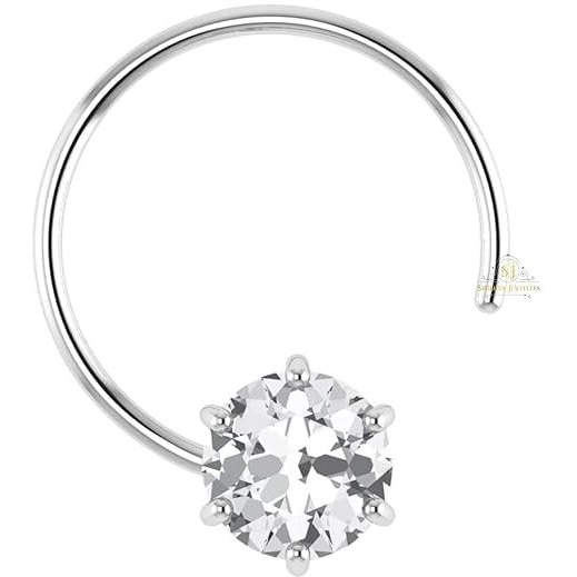 SJ SHUBHAM JEWELLERS 925 Sterling Silver Round Shape Cubic Zirconia 4MM Prong Wire Stud for Women Girls
