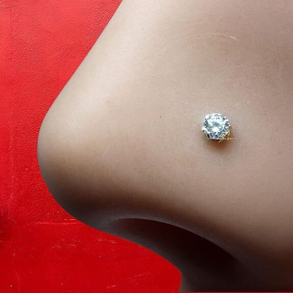 SJ SHUBHAM JEWELLERS 925 Sterling Silver Round Shape Cubic Zirconia 4MM Prong Wire Stud for Women Girls