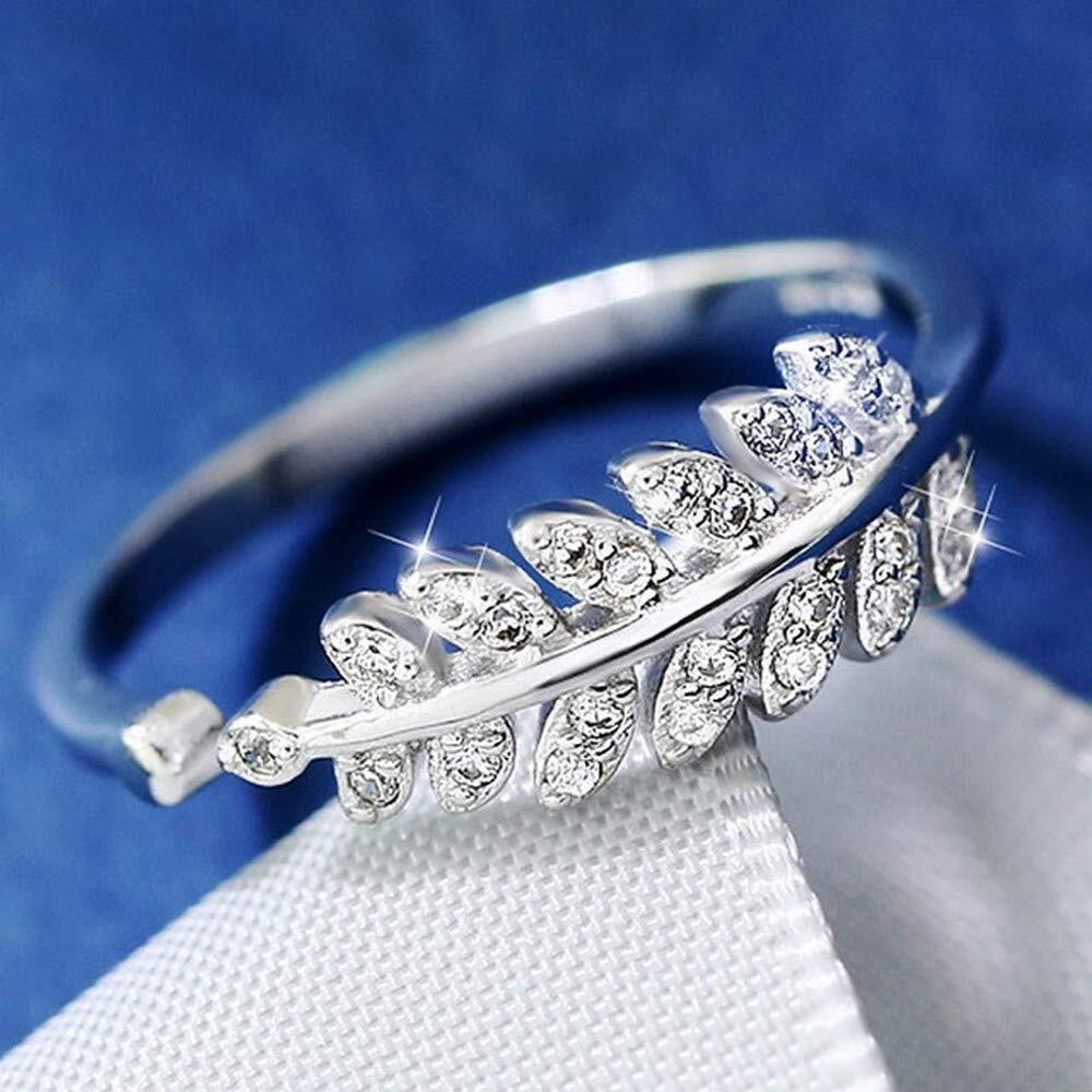 Jewelgenics Cubic Zirconia Titanium Plated Adjustable Beautiful Ring for Girls and Women (Silver) (Leaf Ring)