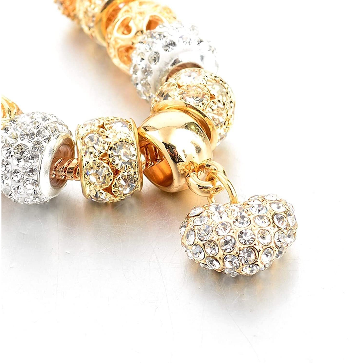 Shining Diva Fashion Latest Stylish Rose Gold Crystal Charm Gift Bracelet for Women and Girls (13195b)