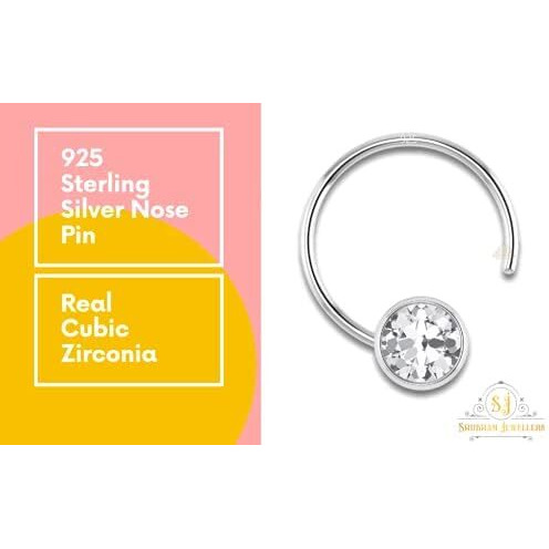 SJ SHUBHAM JEWELLERS 925 Sterling Silver Round Shape Cubic Zirconia 5MM Cup Wire Stud for Women Girls