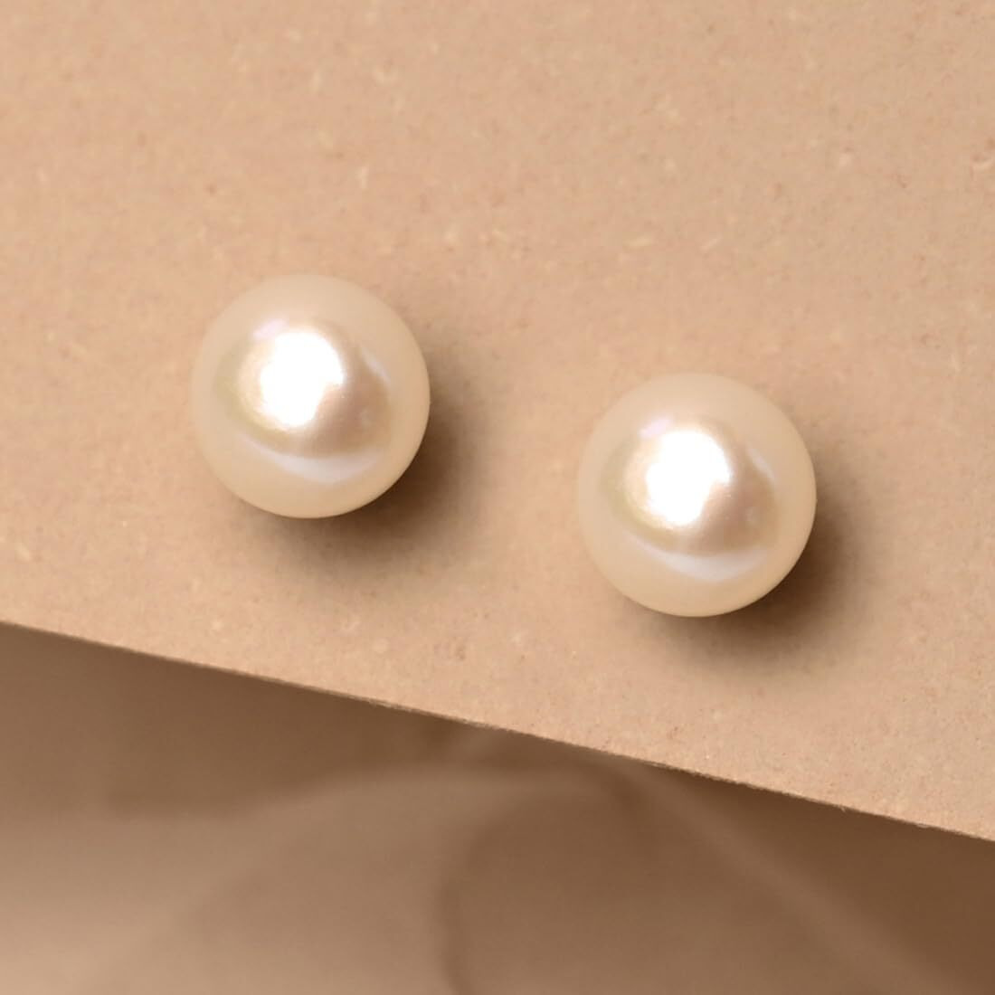 CLARA 925 Pure Sterling Silver Real White Pearl 7 mm Studs Earrings | Gift for Women & Girls| Rhodium Plated