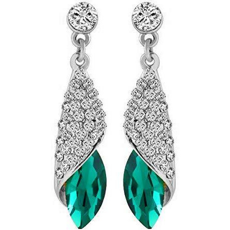YouBella Jewellery for women Gold-plated Crystal Drop Earings Earrings for Women & Girls (Silver Green)